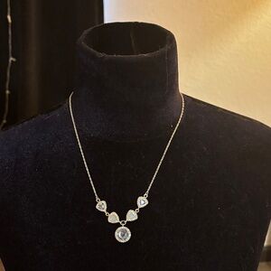 Vintage NRT Silvertone And Faux Citrines Bib Necklace